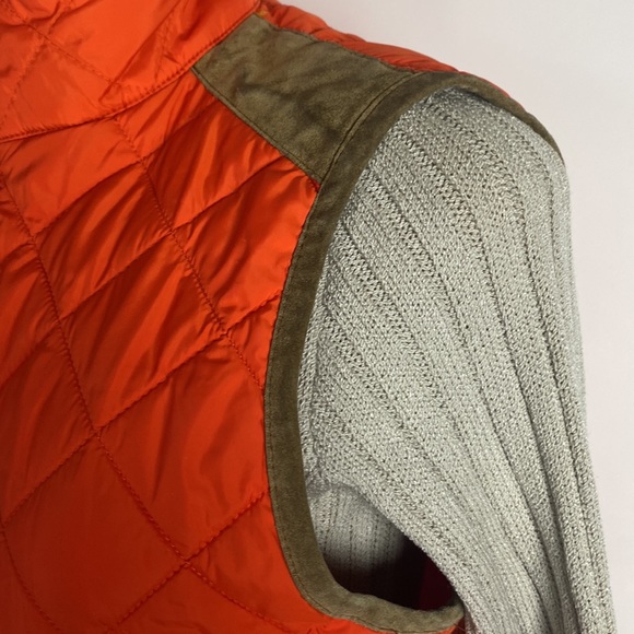 Ralph Lauren Sport Orange Quilted Suede Leather Zip Front Vest Women's Size M - Picture 9 of 10